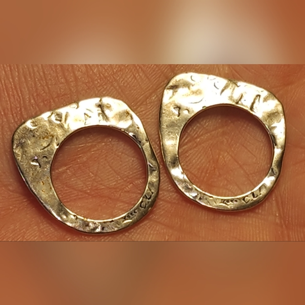 Pair of Textured, Signed, Sterling Silver Stacking Rings. Size of each is 6 3/4